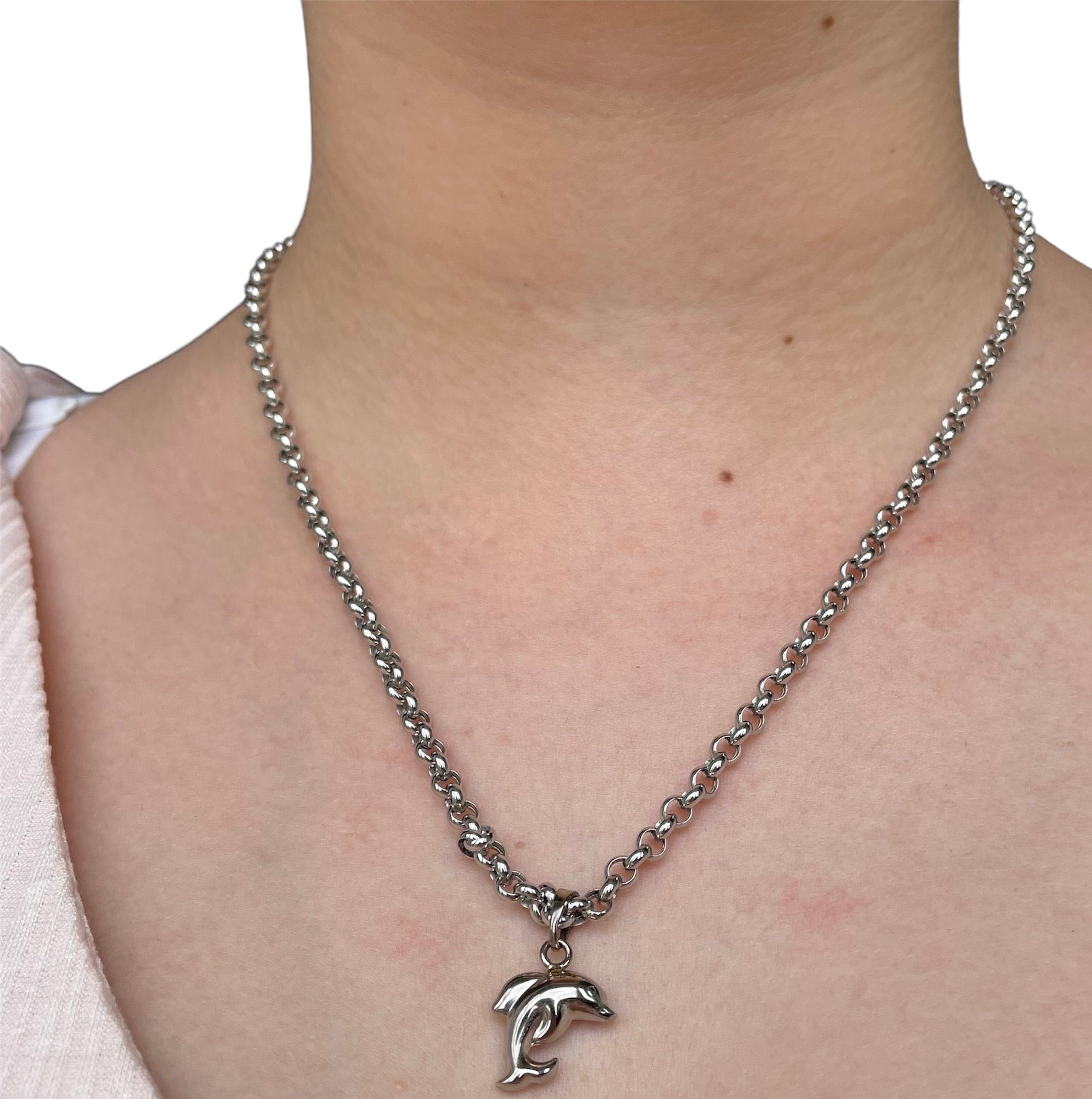 White Gold Nacklace - Dolphin Pendant