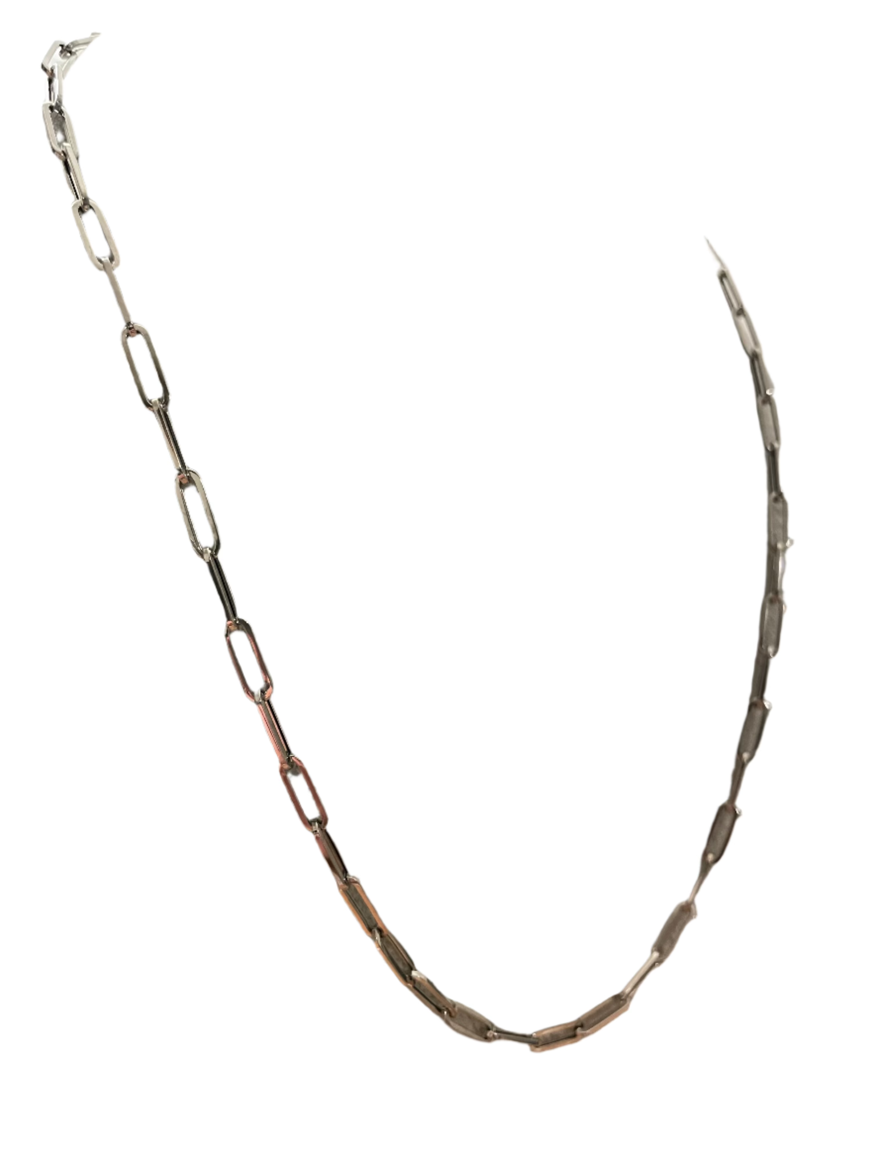 White Gold Nacklace - Paperclip Link Chain